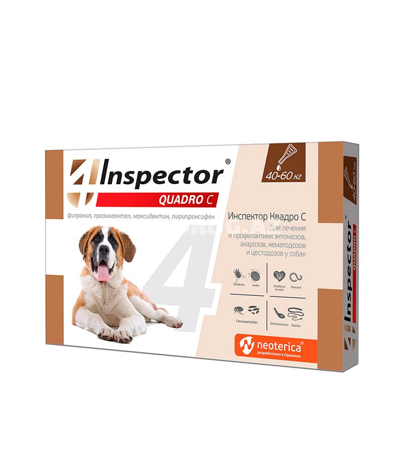 INSPECTOR QUADRO C капли для собак весом от 40 до 60 кг против внутренних и внешних паразитов 1 пипетка.