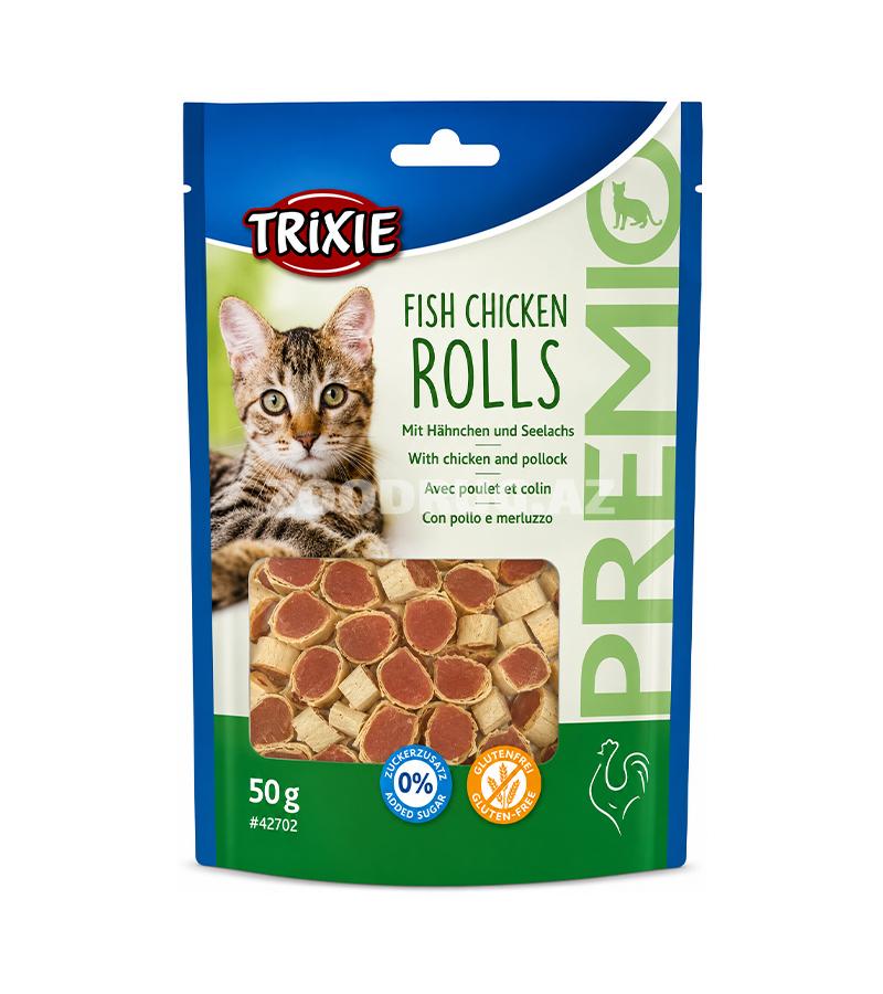 Лакомство Trixie Premio Fish Chicken Rolls - аппетитные мини-роллы для кошек с курицей и минтаем 50gr #42702.