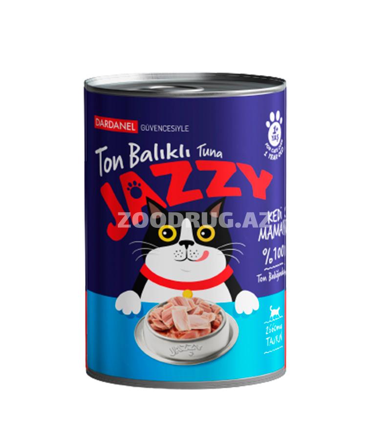 Консервы Jazzy Мясо тунца для взрослых кошек, монопротеиновый беззерновой 400 гр.