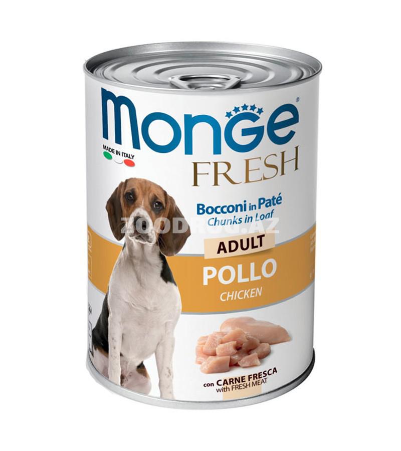 Влажный корм MONGE FRESH ADULT DOG CHUNKS IN LOAF для взрослых собак мясной рулет со вкусом курицы 400 гр.