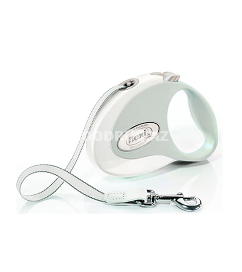 Поводок-рулетка для собак Flexi Style, Tape M 5 m, max 25 kg, white.