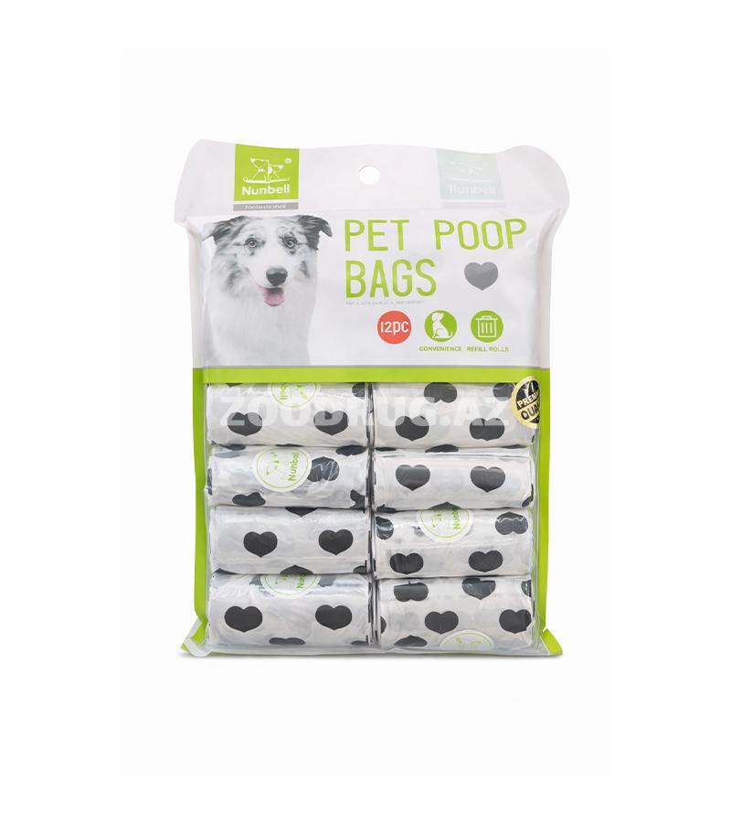 Пакеты для уборки за собаками Nunbell #0071 Pet Poop Bags, 12 рулонов.