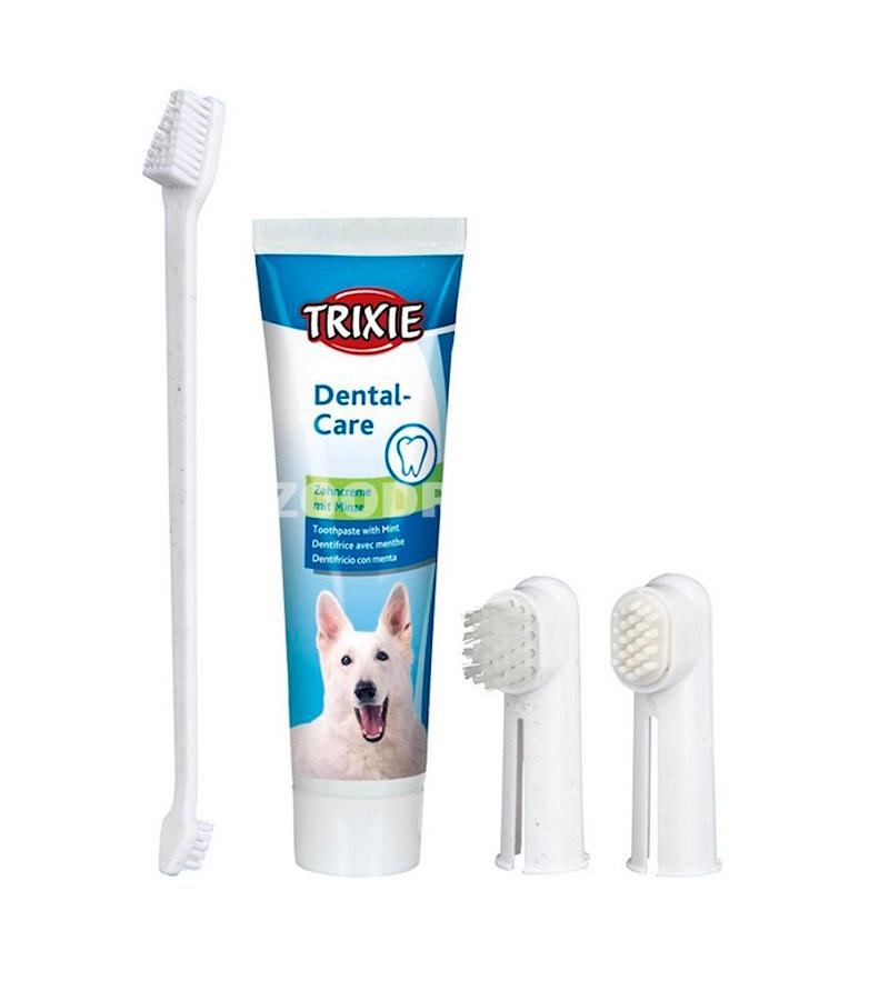 Набор Trixie  для ухода за зубами собак (зубная паста 100 г/ зубные щетки 3 шт.)