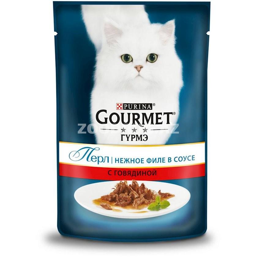 Влажный корм GOURMET PERLE для взрослых кошек нежное филе со вкусом говядины в соусе 75 гр.