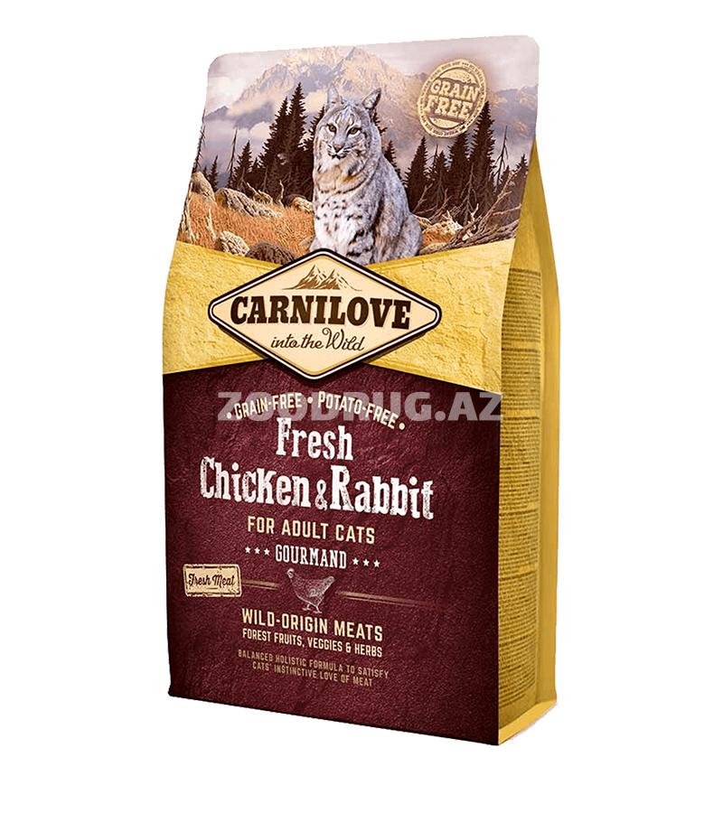 Сухой корм Carnilove Cat Fresh Chicken & Rabbit Gourmand для взрослых привередливых кошек с мясом курицы и кролика (6 кг)