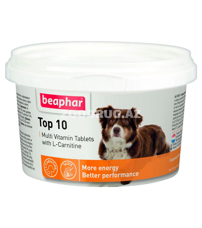 Витаминная добавка Beaphar Top 10 Multi Vitamin сбалансированный комплекс витаминов для собак со вкусом креветок 180 табл.