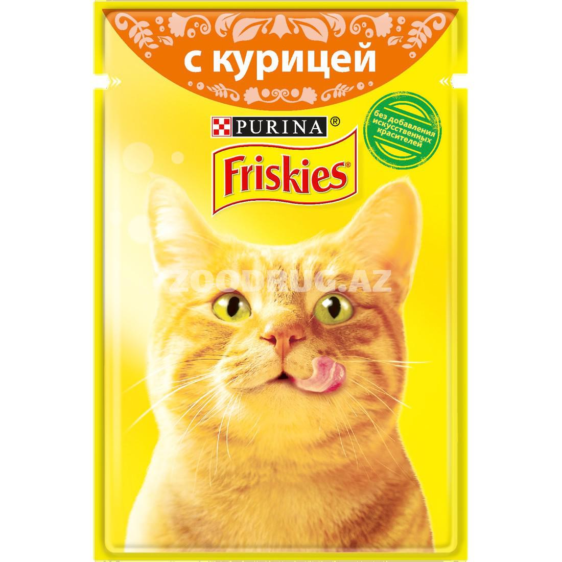 Влажный корм Friskies для взрослых кошек с курицей в подливе (85 гр)
