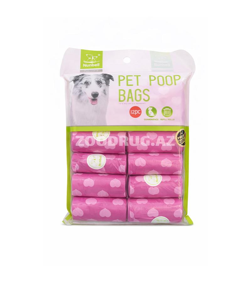 Пакеты для уборки за собаками Nunbell #0071 Pet Poop Bags, 12 рулонов.