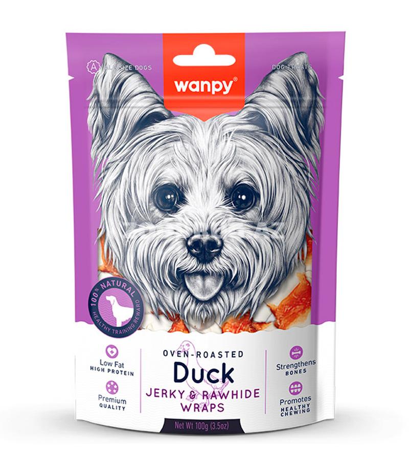 Лакомство Wanpy Jerky&Rawhide Wraps Duck кость с узлами и вяленой уткой для собак 100 гр.