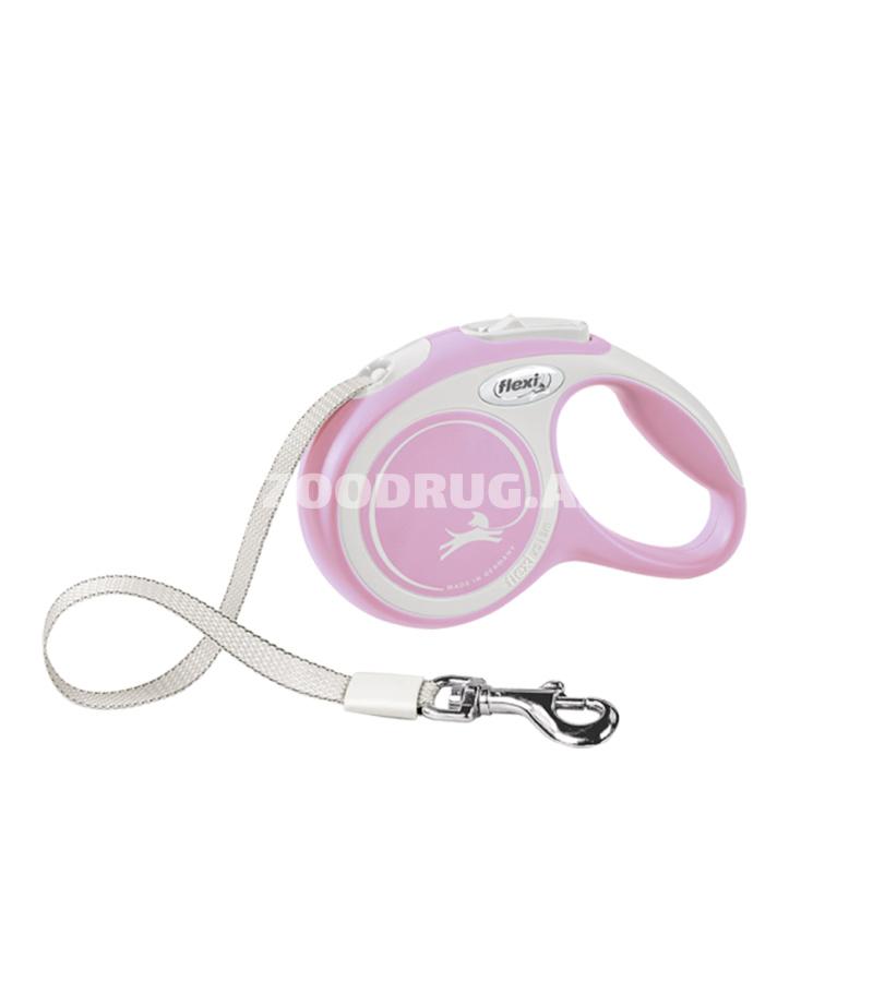 Поводок-рулетка Flexi New Comfort tape. Размер ХS. Цвет: Розовый. Длинна: 3 метра.
