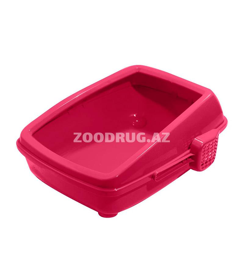 Туалет для кошек с бортиком + лопатка Mio. Цвет: Розовый  . Размер: 50х38 см.