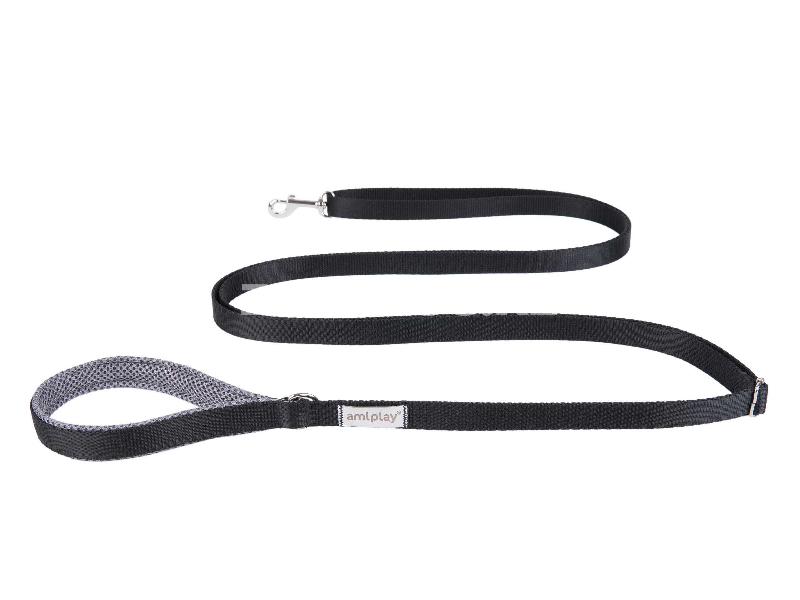 Поводок Amiplay Adjustable Leash easy fix. Цвет: Чёрный.  Размер S. Длина 160-300x1.5 см.