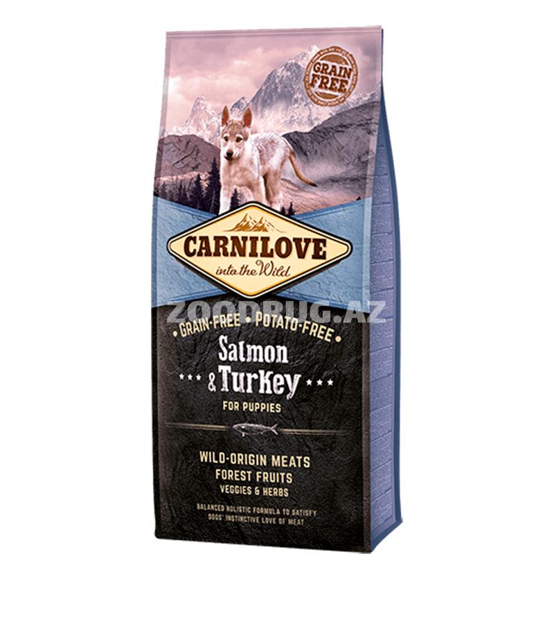 Сухой корм CARNILOVE PUPPY SALMON & TURKEY беззерновой для щенков всех пород с лососем и индейкой