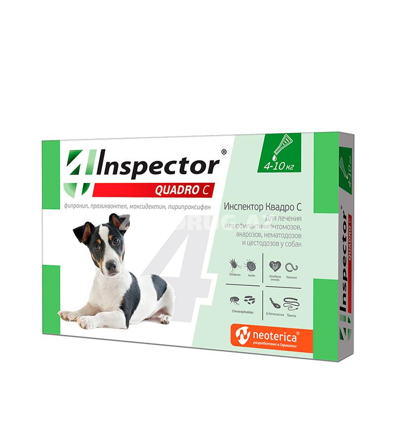 INSPECTOR QUADRO C капли для собак весом от 4 до 10 кг против внутренних и внешних паразитов (1 пипетка)