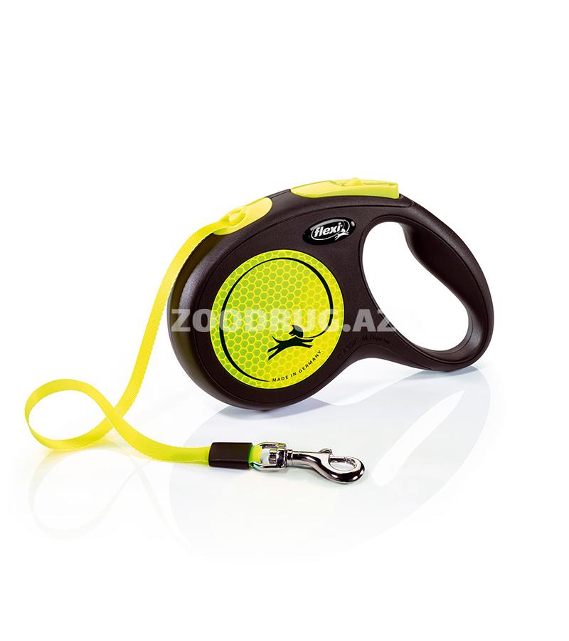 Поводок-рулетка Flexi New Neon tape M 5m 25kg yellow.