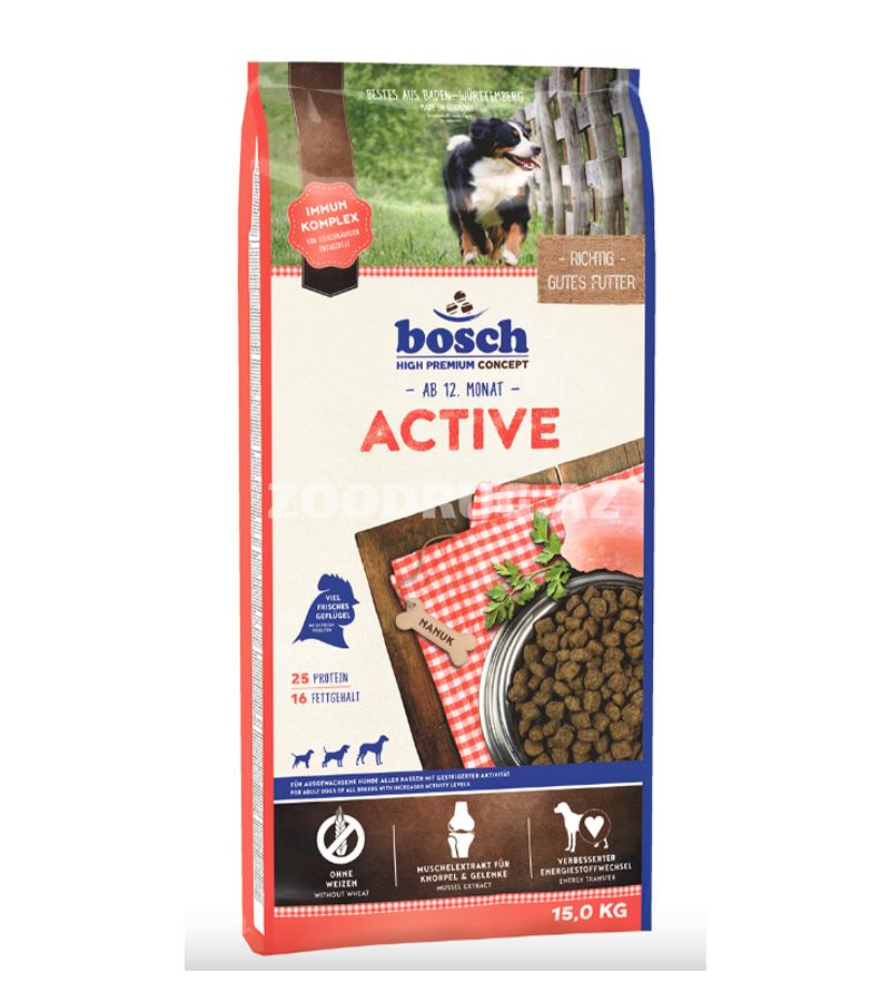 Сухой корм Bosch Active для взрослых активных собак со вкусом птицы.