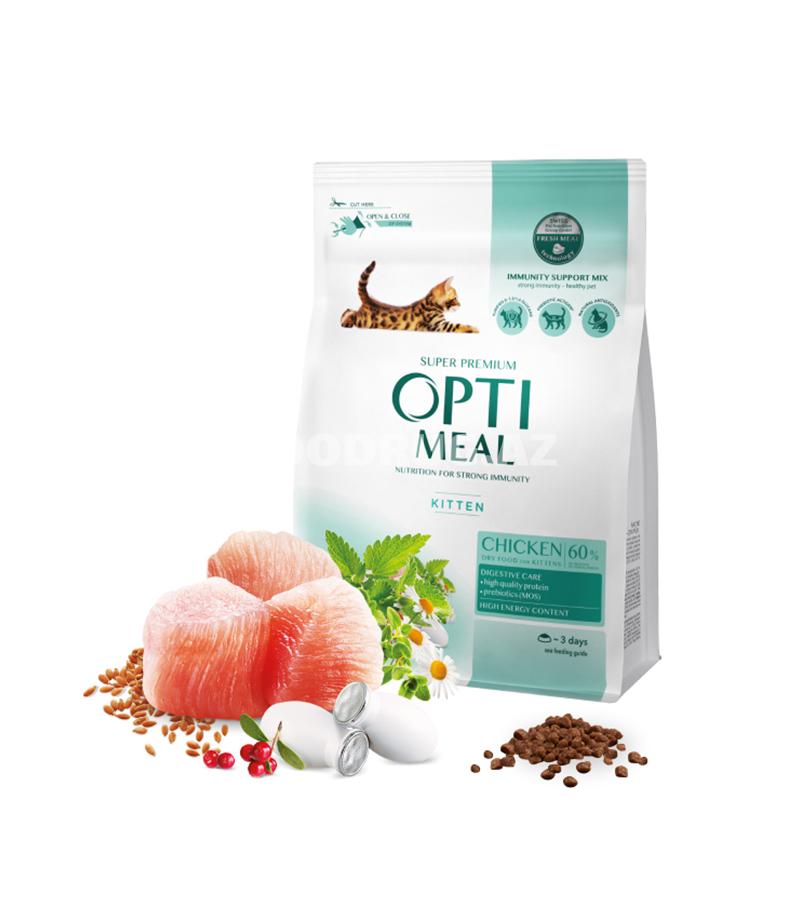 Сухой корм OptiMeal Kitten Chicken-суперпремиальный рацион для котят.