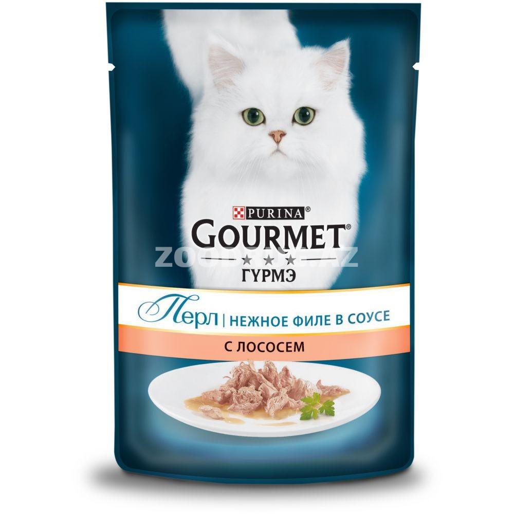 Консервы GOURMET PERLE для взрослых кошек нежное филе с лососем в соусе (75 гр)