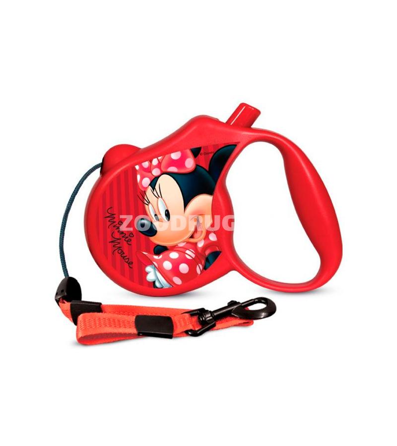 Поводок-рулетка для собак Triol Disney Mickey тросовый. Размер S. Цвет: Красный с рисунком. Длинна: 3 метра.