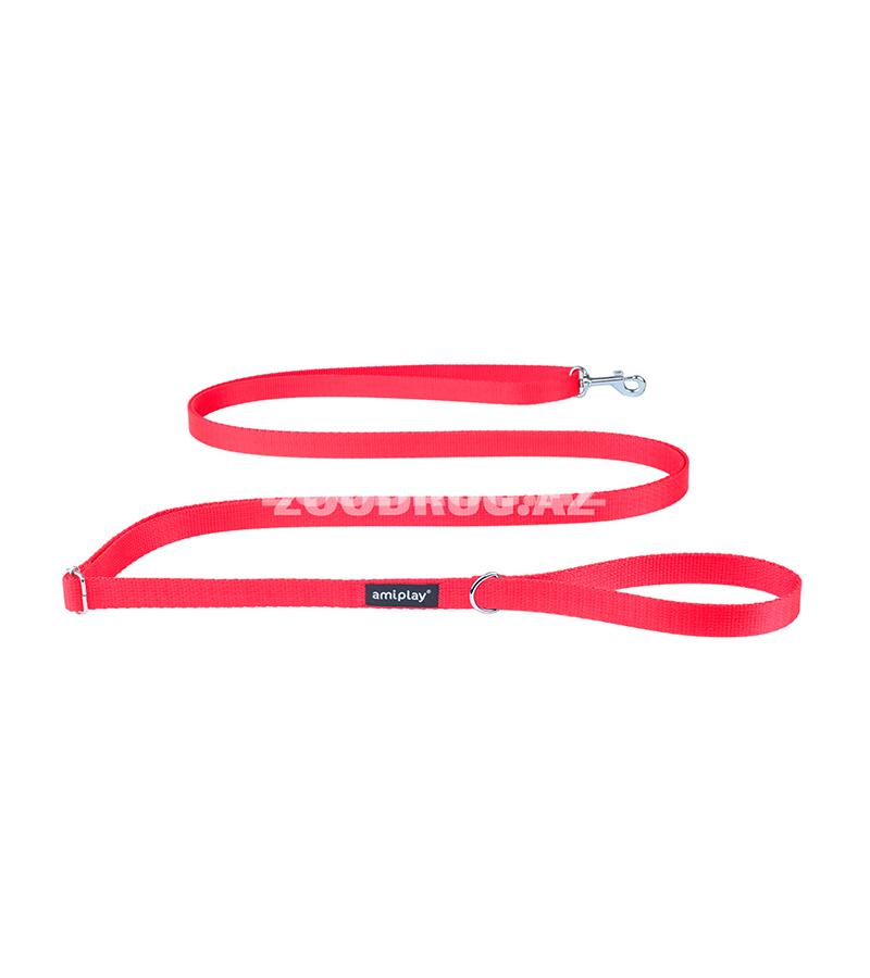 Поводок Amiplay Adjustable Leash. Цвет: Красный. Размер L. Длина: 100-200х2.5 см.