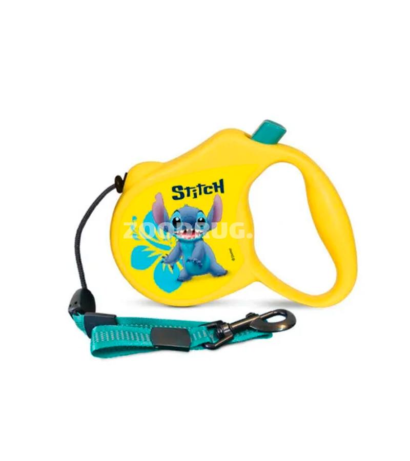 Поводок-рулетка Triol Disney Stitch тросовый. Размер S. Цвет: Желтый с рисунком. Длинна: 3 метра.