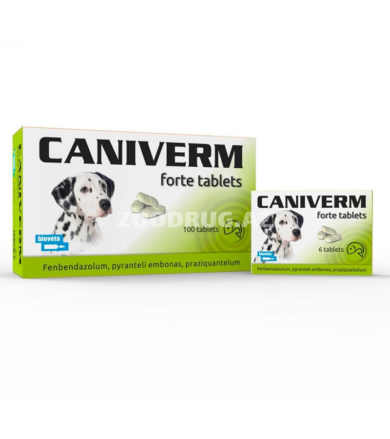Таблетки от глистов Caniverm для собак и кошек до 10 кг. 