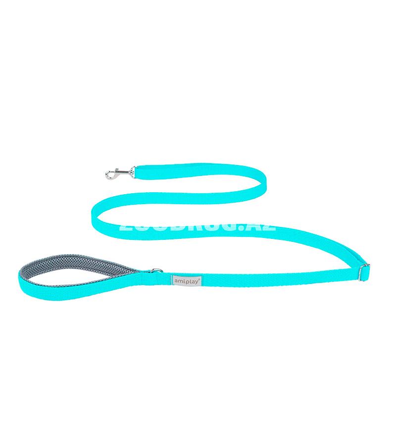 Поводок Amiplay Adjustable Leash easy fix. Цвет: Голубой. Размер: S. Длина: 160-300x1.5 см.