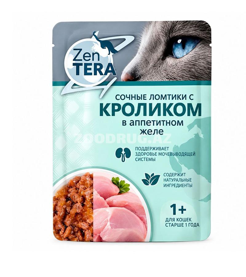 Влажный корм Zen Tera с кроликом в аппетитном желе для взрослых кошек от 1 года.