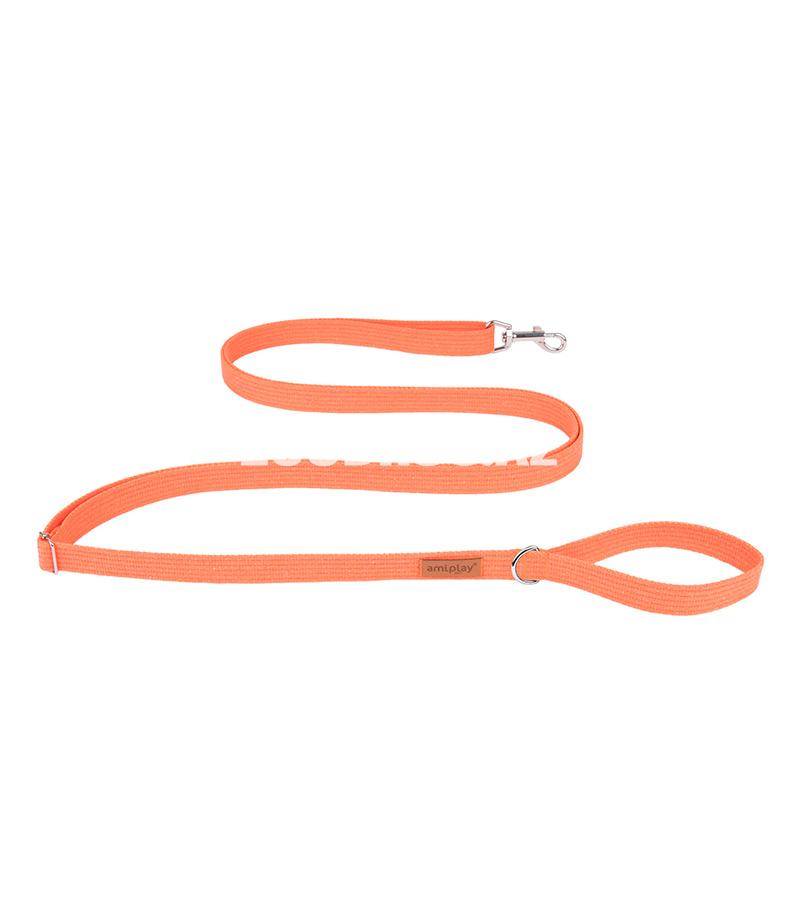 Поводок Amiplay Adjustable Leash. Цвет: Оранжевый. Размер L. Длина: 100-200 см.
