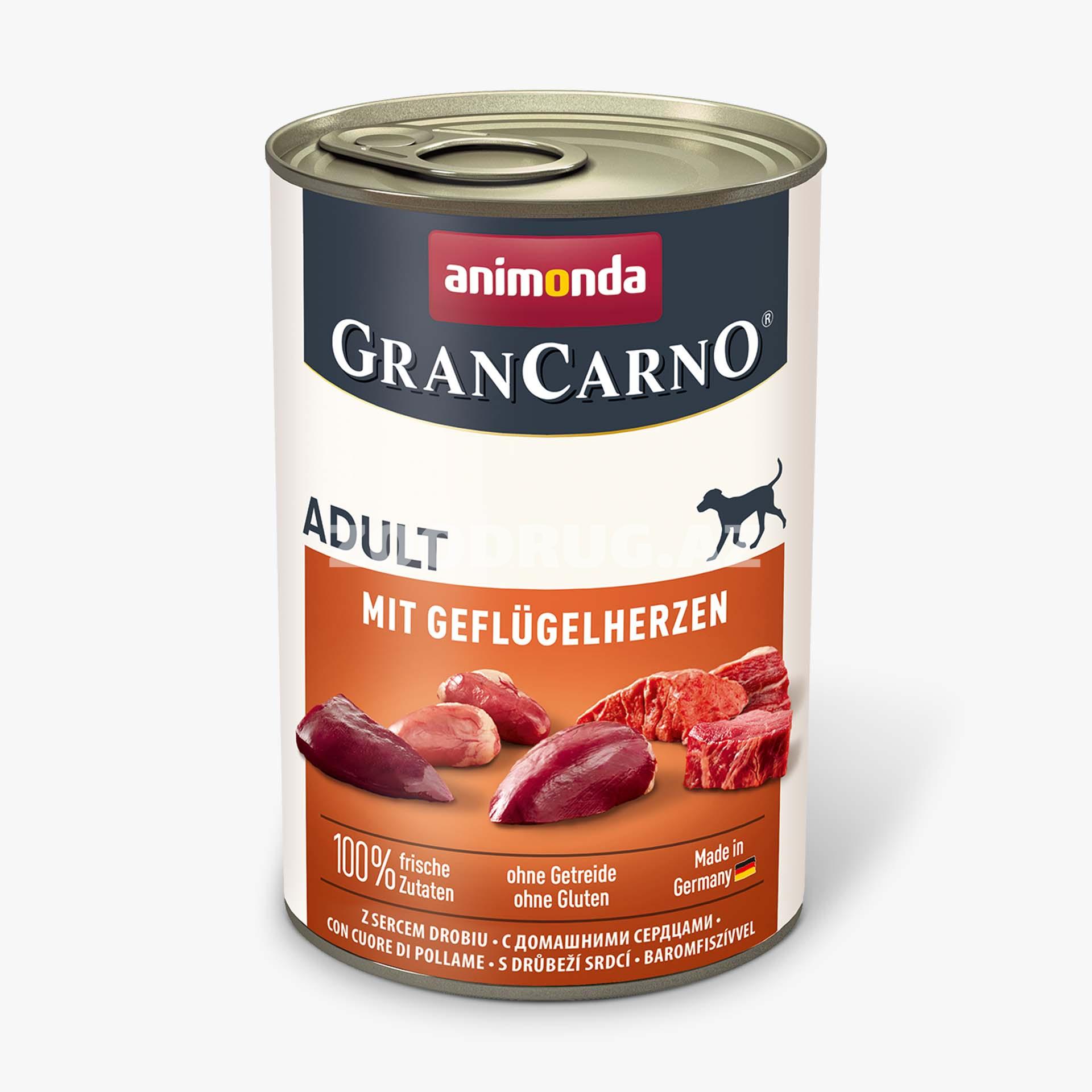 Влажный корм Animonda Gran Carno Original Adult для взрослых собак со вкусом домашних сердец 400 гр.
