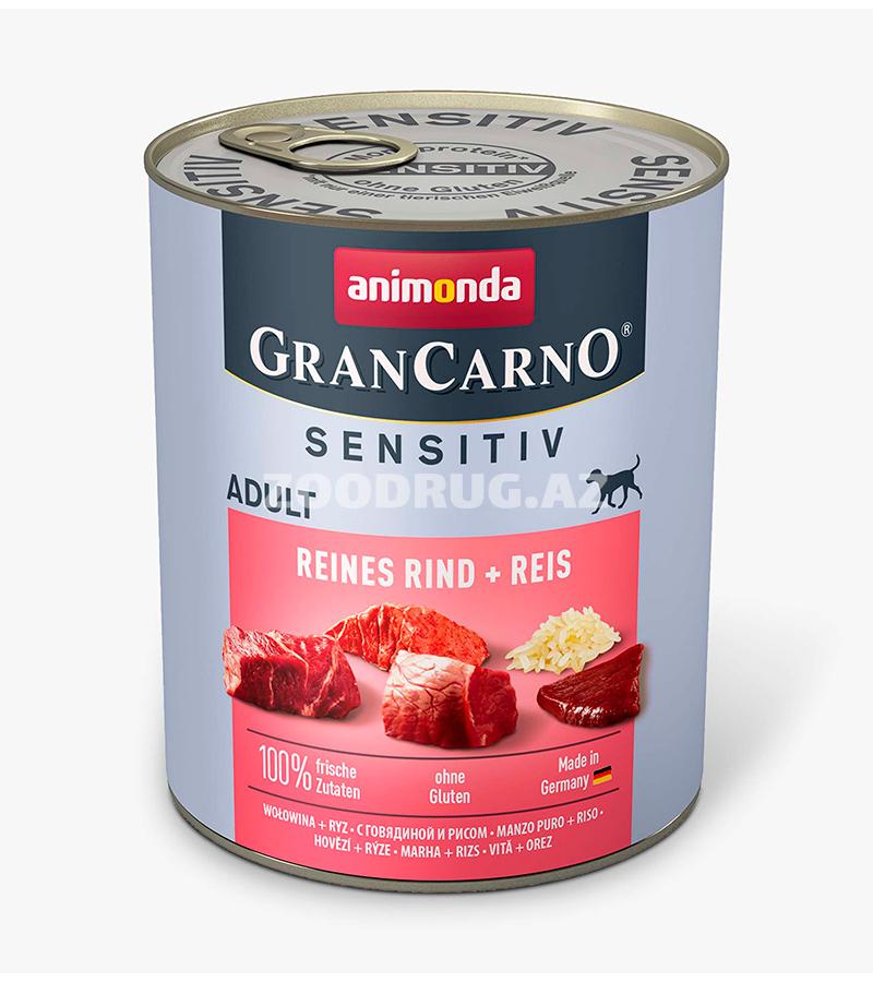 Консервы Aninmonda Gran Carno Sensitiv для взрослых собак с говядиной и рисом 800 гр.