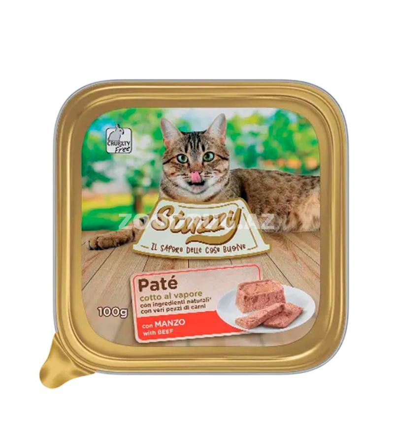 Консервы STUZZY PATE CAT  для взрослых кошек паштет с говядиной (100 гр)