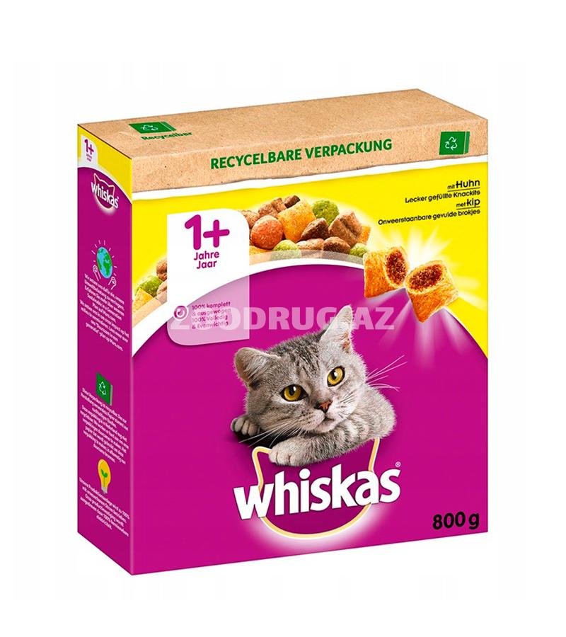 Сухой корм Whiskas для взрослых кошек с курицей 800 гр.
