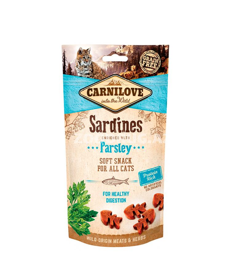 Лакомства CARNILOVE Semi Moist Snack Sardine enriched with Parsley натуральное лакомство для кошек с сардинами и петрушкой (50 гр)