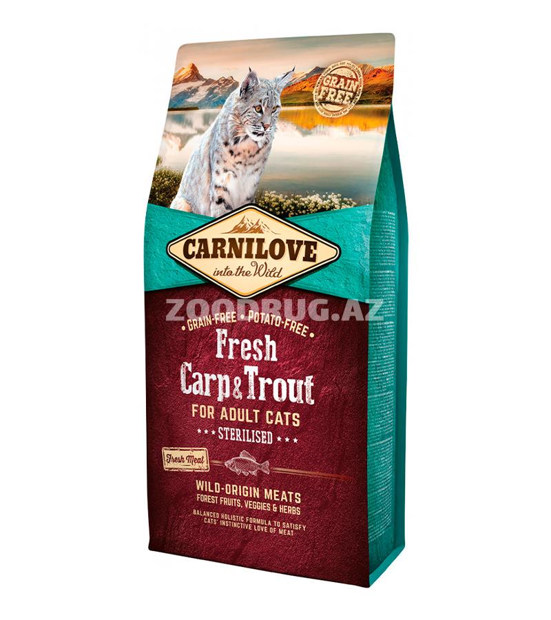 Сухой корм Carnilove Sterilised Holistic Fresh Carp&Trout Adult Cat для взрослых стерилизованных кошек со вкусом свежого карпа и форелью.  