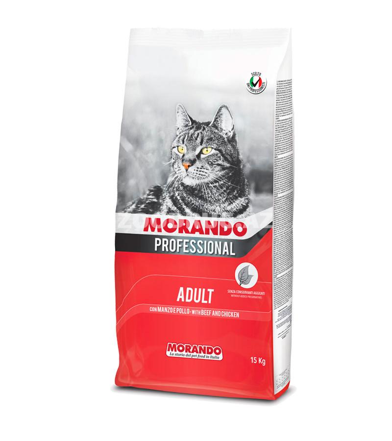 Сухой корм Morando Professional Adult Cat Beef&Chicken полноценный и сбалансированый рацион для взрослых кошек с говядиной и курицей.