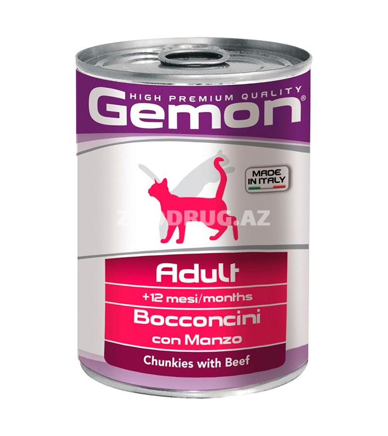 Консервы GEMON CAT ADULT для взрослых кошек с кусочками говядины (415 гр)