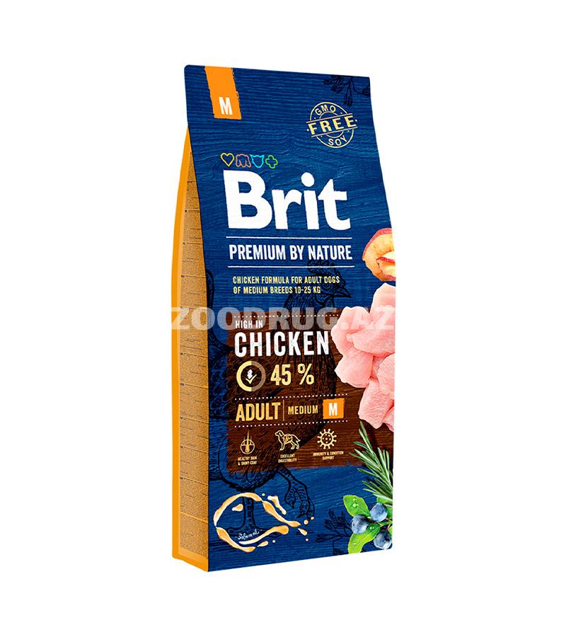 Сухой  корм Brit Premium by Nature Adult для взрослых собак средних пород со вкусом курицы.