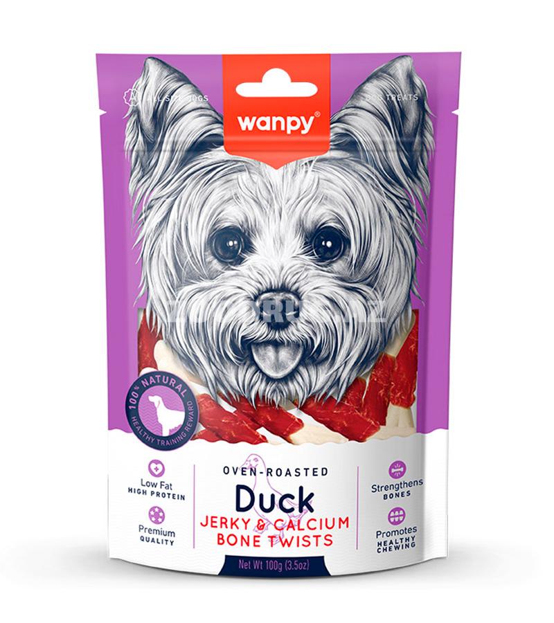 Лакомство Wanpy Duck&Сalcium Bone Twists кость с уткой и кальцием для собак 100 гр.