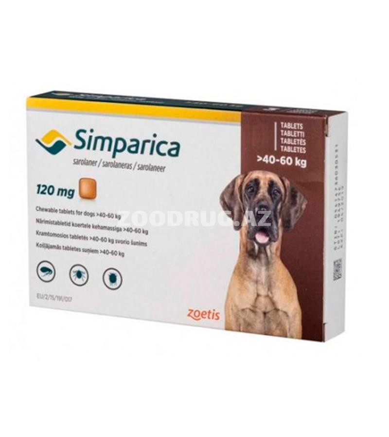 Таблетки СИМПАРИКА для собак весом от 40.1 до 60 кг против блох и клещей (1 табл.)