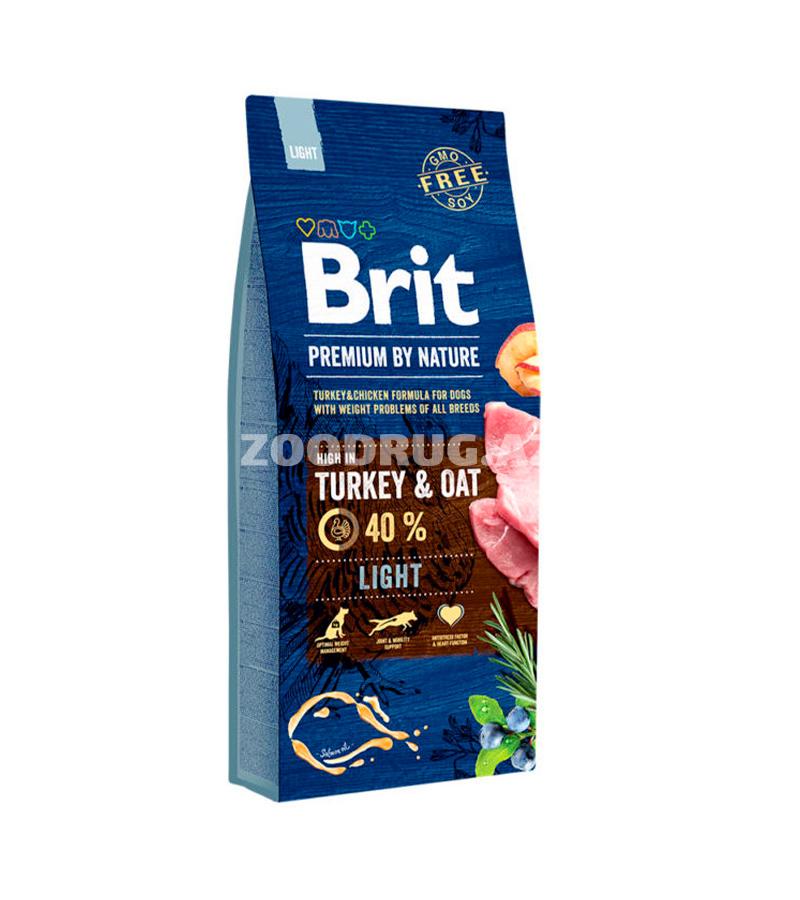 Сухой корм Brit Premium Light для собак с избыточным весом cо вкусом индейки и овса.