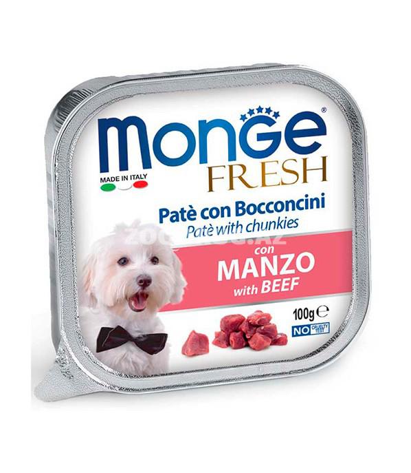 Влажный корм MONGE FRESH DOG для взрослых собак паштет со вкусом говядины 100 гр.
