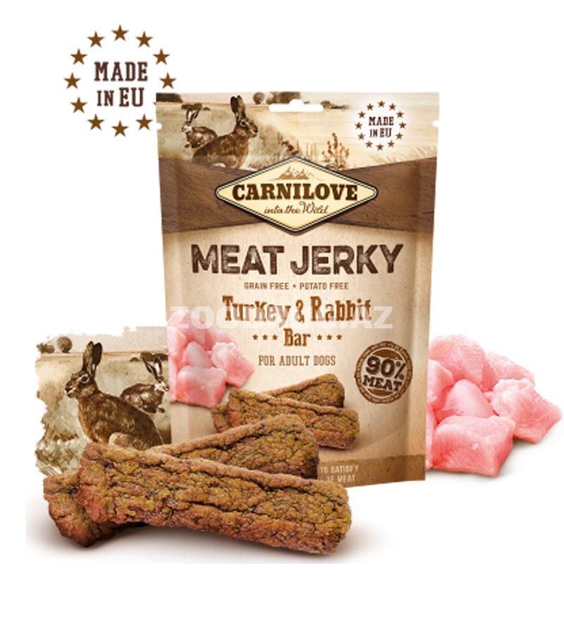 Лакомство для собак Carnilove Dog Jerky Turkey & Rabbit Bar  Сушёный мясной деликатес – протеиновая палочка из индейки и кролика 100 гр.