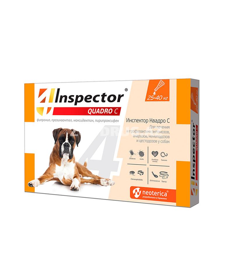 INSPECTOR QUADRO C капли для собак весом от 25 до 40 кг против внутренних и внешних паразитов 1 пипетка.