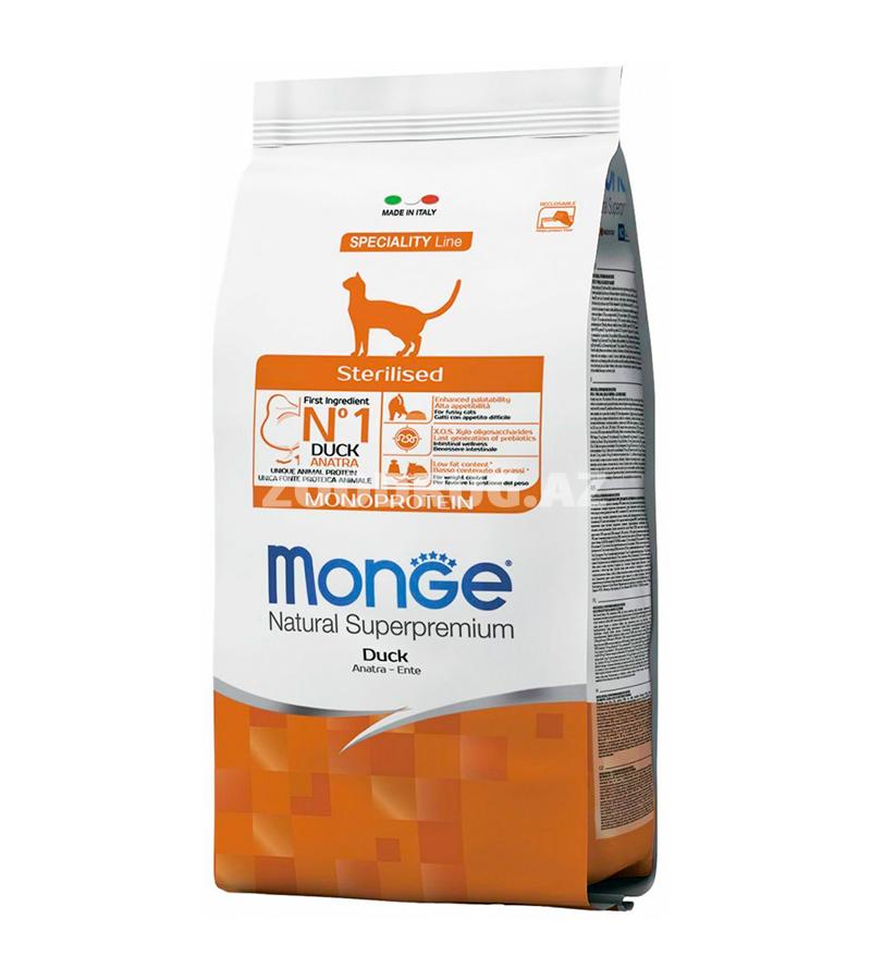 Сухой корм MONGE SPECIALITY MONOPROTEIN CAT STERILISED DUCK монобелковый для взрослых кастрированных котов и стерилизованных кошек с уткой 