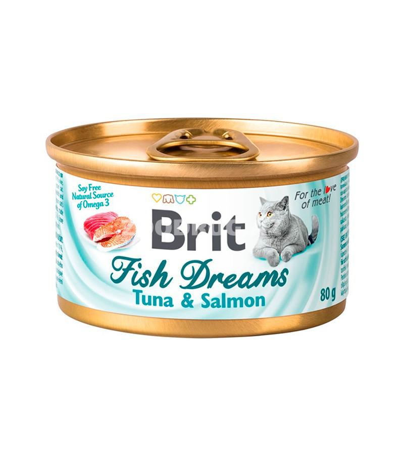 Влажный корм Brit Care с тунцом и лососем для взрослых кошек 80 гр.