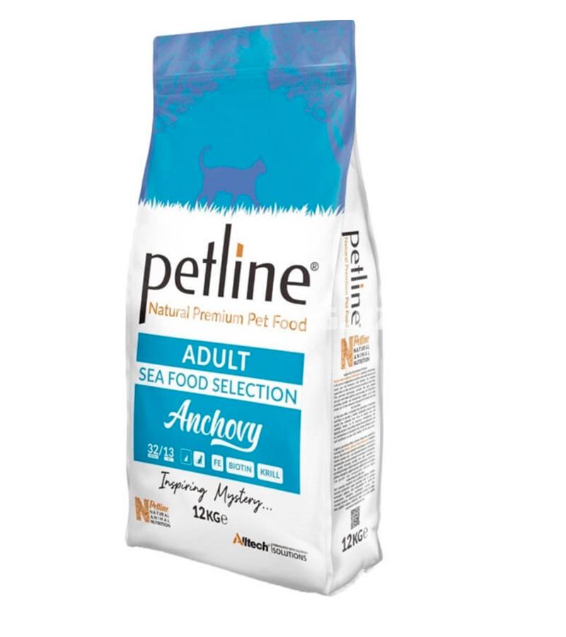 Сухой корм Petline Sea Food Selection Anchovy Cat Adult Super Premium низкозерновой  для взрослых кошек с морепродуктами.