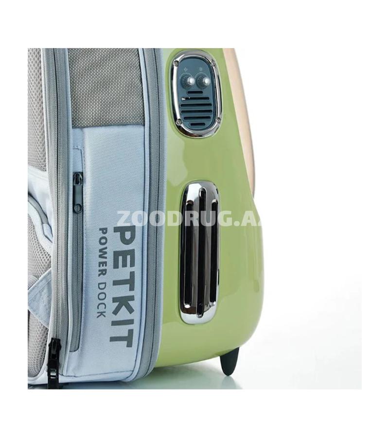 Рюкзак-переноска PETKIT Power Dock в зелёном цвете-функциональное и удобное решение для транспортировки кошек и мелких собак.