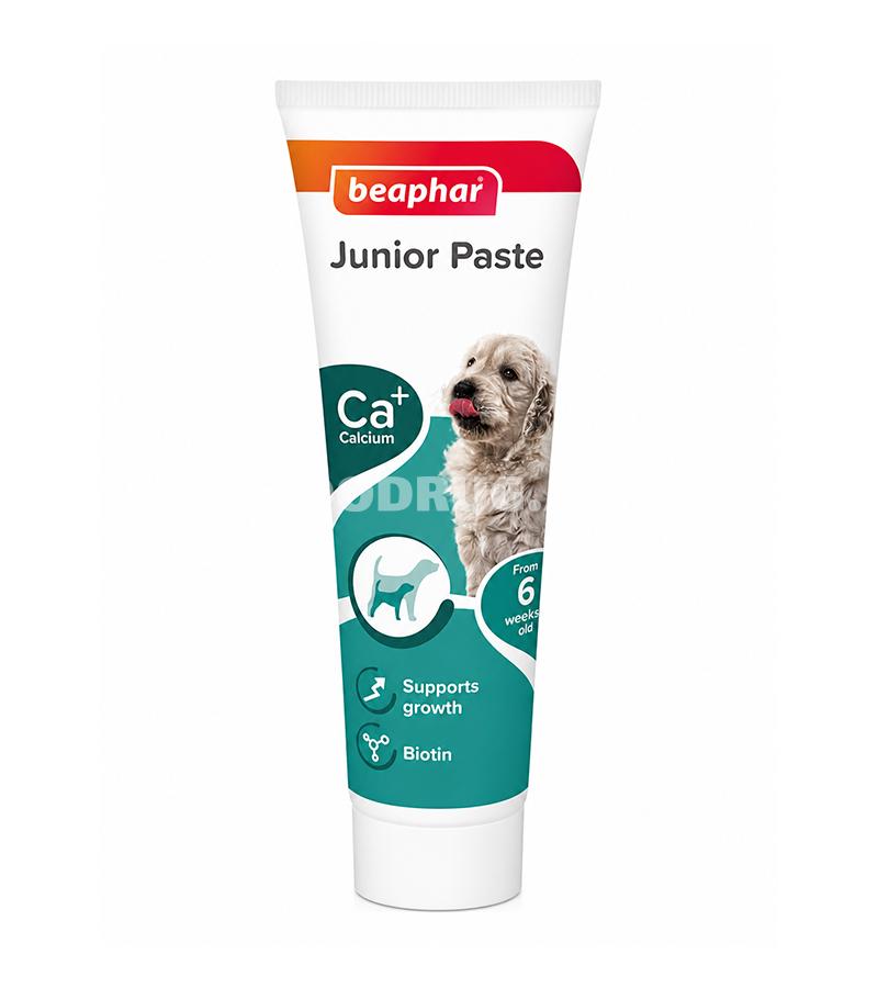 Паста Beaphar Junior Paste с кальцием - питательная добавка для щенков, разработанная для поддержки здорового роста и правильного развития с раннего возраста 100гр.