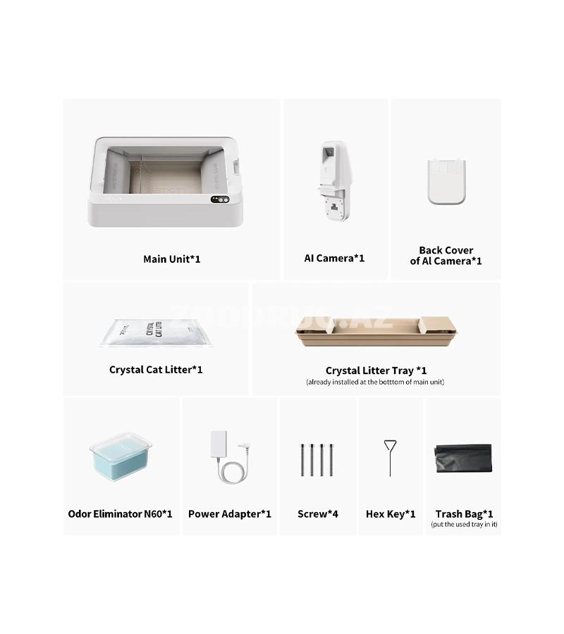 PETKIT PuraBox Crystal DUO -AI-kameralı ağıllı, özünü təmizləyən pişik tualeti